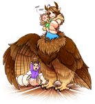  absurd_res alpha_channel avian bird chicks feathers harpy hi_res madamsquiggles madowlm owl simple_background smile talons transparent_background wings 