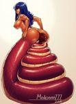  asphyxiation big_breasts blue_hair breasts dark_skin domination facesitting female female_domination hair lamia male modeseven muscles reptile scalie size_difference snake 