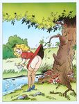  bruno_di_sano_(artist) butt clothing female happy human mammal not_furry panties skirt skirt_lift tree underwear 