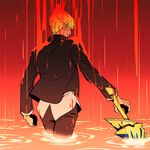  blonde_hair ea_(fate/stay_night) fate/stay_night fate_(series) gilgamesh j_(onjj) male_focus red slime solo weapon 