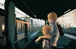  1girl artoria_pendragon_(all) blonde_hair contemporary fate/stay_night fate_(series) gilgamesh ground_vehicle jisue10 photo_background saber train 