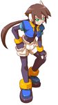  aile brown_hair green_eyes long_hair makoto_yabe official_art ponytail rockman rockman_zx rockman_zx_advent solo 