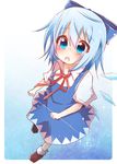  :o blue_eyes blue_hair blush cirno dress hakobako looking_at_viewer short_hair solo star touhou 