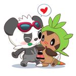  &lt;3 :o anthro balls barefoot bear big_head blush censored chespin claws cute erection eyewear fur glasses grinding hinako leaf looking_down male male/male mammal nintendo nude one_eye_closed open_mouth pancham panda penis pok&eacute;mon round_ears sharp_claws smile standing toe_claws video_games 