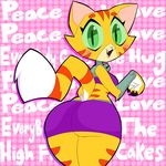  :3 big_butt blush breasts butt cat_starfire clothed clothing english_text fangs feline female green_eyes green_sclera looking_at_viewer looking_back mammal open_mouth solo starfire teen_titans text tiger vimhomeless 
