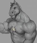  2015 anthro award biceps braided_hair clothed clothing darkgem equine hair half-dressed horse male mammal muscles nipples pecs smile teeth topless 