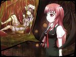  acerok bat_wings book commission demon_girl dress hand_on_own_stomach head_wings koakuma long_hair multiple_girls patchouli_knowledge scared stomach_(organ) succubus torn_clothes touhou vore wings 