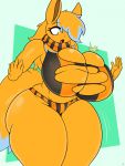  2019 5_fingers abstract_background anthro big_breasts blonde_hair breasts brix_(brixbunny) canid clothed clothing digital_media_(artwork) eevee female front_view fur hair hair_over_eye hi_res huge_breasts kirbot12 long_hair mammal motion_lines nintendo open_mouth panties pok&eacute;mon pok&eacute;mon_(species) rating scarf solo standing thick_thighs underwear video_games voluptuous wardrobe_malfunction wide_hips yellow_eyes yellow_fur yellow_tail 