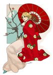  blonde_hair erina_pendleton japanese_clothes jojo_no_kimyou_na_bouken kimono parasol phantom_blood solo tanaka_kaori umbrella 