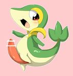  2015 animal_genitalia anus blush doneru erection genital_slit huge_penis ineffective_censorship looking_at_viewer male nintendo on_one_leg open_mouth penis pink_background pok&eacute;mon scalie side_view simple_background slit smile snivy solo video_games 