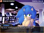  2015 anthro big_breasts breasts cleavage clothed clothing crossgender english_text female hedgehog mammal smile solo sonic_(series) sonic_the_hedgehog stunnerpony text 