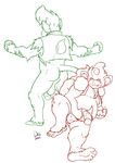  2015 anthro anthrofied backsack balls barefoot beckoning bottomless butt chubby circumcised clothed clothing digital_drawing_(artwork) digital_media_(artwork) duo flaccid flexing front_view half-dressed holding_penis humanoid_penis line_art looking_at_viewer male mammal monkey musclegut muscles naughty_face nintendo nokemy penis perineum pok&eacute;mon pose primate rear_view reclining restricted_palette scar signature simisage simisear vein veiny_penis vest video_games 