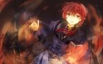  book cape etzel_(fire_emblem) fire_emblem fire_emblem:_monshou_no_nazo long_hair low_ponytail male_focus monocle open_mouth red_eyes red_hair sakuno_shion solo 