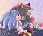  anal anal_penetration angelofhapiness bed blush chest_tuft clothing cum footwear fur green_eyes male male/male open_mouth penetration red_eyes shadow_the_hedgehog sonic_(series) sonic_the_hedgehog sweat tuft 