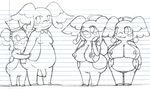  2015 ahoge audino big_breasts big_butt blush breasts butt chubby female happy hat hug huge_breasts huge_butt ilovecosmo monochrome nintendo nipples nurse nurse_hat open_mouth penis pok&eacute;mon pussy ribbons size_difference sketch team traditional_media_(artwork) video_games young 