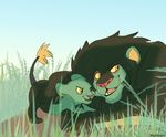  all_fours ambiguous_gender bigger_version_at_the_source crossover disney duo feral grass luxray male murcat nintendo open_mouth pok&eacute;mon shinx size_difference sky the_lion_king video_games yellow_eyes yellow_sclera 