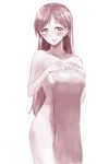  bad_id bad_pixiv_id breasts covering idolmaster idolmaster_cinderella_girls long_hair monochrome nitta_minami nude_cover open_mouth sirodengaku sketch small_breasts smile solo towel 