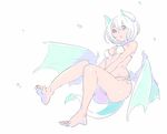  :o bangs bare_legs bare_shoulders between_legs bikini blue_eyes breasts cleavage dark_skin demon_girl demon_horns demon_tail demon_wings feet flying full_body hair_between_eyes heterochromia horns long_toenails looking_at_viewer low_wings midriff nagisa_kurousagi open_mouth original purple_eyes sharp_toenails short_hair side-tie_bikini simple_background small_breasts solo swimsuit tail toenails white_background white_bikini white_hair wings 