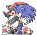  angelofhapiness blush chest_tuft clothing cum footwear fur green_eyes handjob male open_mouth penis reach_around red_eyes shadow_the_hedgehog sonic_(series) sonic_the_hedgehog tuft 