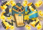  cofagrigus gold gradient gradient_background official_art pokemon pokemon_mystery_dungeon solo 