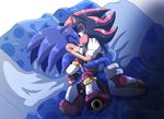  anal anal_penetration angelofhapiness bed blush clothing cum footwear gloves male open_mouth penetration red_eyes shadow_the_hedgehog shoes sonic_(series) sonic_the_hedgehog sweat tears 