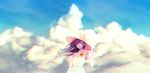  cloud cloudy_sky day dress earrings flower hand_on_headwear hat hat_ribbon jewelry long_hair original ribbon sky solo tears white_dress yuuji_(yujikazakiri) 