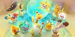  ampharos archen buizel bulbasaur bunnelby dedenne jirachi mawile official_art pokemon pokemon_mystery_dungeon swirlix torchic 