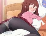  ass black_legwear blush body_pillow breasts brown_hair cat_pillow closed_eyes crotch_rub ebina_nana female_ejaculation from_behind highres himouto!_umaru-chan large_breasts long_hair looking_at_viewer looking_back lying masturbation on_stomach open_mouth orgasm panties panties_aside panties_under_pantyhose pantyhose pillow pillow_hug pillow_sex pussy pussy_juice saliva skirt solo spread_legs sweat tears twintails underwear wavy_mouth wet wet_clothes wet_pantyhose white_panties yasunao_(yasunao-z) 