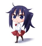  :&lt; black_legwear chibi himouto!_umaru-chan long_hair looking_at_viewer motoba_kirie pantyhose ponytail purple_hair school_uniform shishinon simple_background skirt solo white_background 