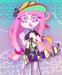  animated blinking blue_eyes clothing female fernhw hair hairclip hat microphone nintendo pink_hair sea_anemone shirt singing solo splatoon video_games 