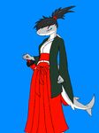  clothing dickgirl fish intersex japanese_clothing kimono marine melee_weapon shark sword weapon 