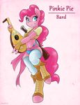  2015 absurd_res ambris anthro anthrofied blue_eyes cleavage clothed clothing ear_piercing earth_pony equine female friendship_is_magic fur hair hi_res horse mammal musical_instrument my_little_pony navel panties piercing pink_fur pink_hair pinkie_pie_(mlp) pony smile solo underwear 