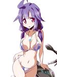  bikini ground_vehicle kantai_collection long_hair low_twintails magatama miuku_(marine_sapphire) motor_vehicle motorcycle purple_hair red_eyes swimsuit taigei_(kantai_collection) twintails 