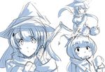  broom candy denizen_tomo flying food hat lamp lollipop multiple_girls original scarf white_background witch witch_hat 
