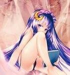  bad_id bad_pixiv_id book convenient_leg covering_mouth crescent crescent_hair_ornament hair_ornament leg_up long_hair looking_at_viewer panties patchouli_knowledge purple_eyes purple_hair silentdin sitting solo text_focus touhou underwear 