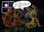  animatronic bear five_nights_at_freddy&#039;s five_nights_at_freddy&#039;s_4 glowing glowing_eyes lagomorph machine male mammal night plushie plushtrap_(fnaf) rabbit robot tristastrange01 video_games 