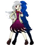  blush_stickers full_body grey_hair hand_on_own_face kishin_sagume legacy_of_lunatic_kingdom looking_at_viewer lowres official_art oota_jun'ya red_eyes shadow single_wing solo touhou transparent_background wings 