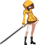  1girl full_body futanari linne penis pixel_art simple_background solo sword under_night_in-birth 