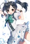  bad_id bad_pixiv_id bangs black_hair blush brown_eyes cyphers dress hair_ribbon looking_at_viewer marlene_(cyphers) puffy_sleeves ribbon short_sleeves smile solo sukja twintails water_drop white_background 
