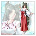  2015 animal_humanoid black_fur black_hair blush bow canine clothed clothing female footwear fox fox_humanoid fur hair hi_res human humanoid japanese_clothing kimono legwear lips long_hair looking_at_viewer mammal nails shoes smile socks solo standing thenightwishmaster white_fur yellow_eyes 