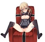  anchor_hair_ornament anus bad_id bad_pixiv_id blonde_hair blush breasts breasts_outside censored chair full_body gloves green_eyes hair_ornament highres iron_cross kantai_collection knees_up kuro_(kuronell) long_hair looking_at_viewer military military_uniform nipples no_hat no_headwear no_panties panties prinz_eugen_(kantai_collection) pussy sitting small_breasts solo spread_legs tears thighhighs twintails underwear uniform white_gloves 