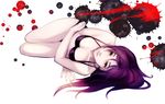  bikini black_bikini borrowed_character breasts cleavage kabane_(follabi) light_smile lips long_hair looking_at_viewer lying medium_breasts on_side original pale_skin purple_hair red_eyes solo swimsuit 