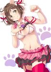  animal_ears breasts brown_hair cat_ears fang fang_out garter_straps green_eyes highres idolmaster idolmaster_cinderella_girls maekawa_miku medium_breasts meganei over_the_collar short_hair smile solo thighhighs 