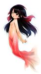  absurdres black_hair breasts brown_eyes chipokan highres long_hair mermaid monster_girl multicolored_hair navel nipples open_mouth original pink_hair small_breasts solo two-tone_hair 