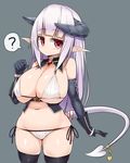  ? bare_shoulders belly black_gloves blush bra breasts brooch demon_girl demon_horns demon_tail detached_collar elbow_gloves fat_folds gloves heart_pendant horns huge_breasts jewelry jitome long_hair looking_at_viewer navel original panties plump purple_hair red_eyes sawati side-tie_panties skindentation solo spoken_question_mark succubus tail tail_ring thick_thighs thighhighs thighs underwear underwear_only very_long_hair yuna_(sawati) 