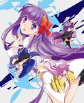  bb_(fate)_(all) bb_(fate/extra_ccc) blue_hair chibi fate/extra fate/extra_ccc fate_(series) hair_ribbon long_hair matou_sakura meltlilith multiple_girls passion_lip purple_eyes purple_hair ribbon sakura_tasuke very_long_hair 