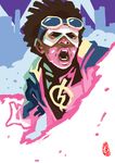  1boy belt black_hair brown_eyes dark_skin dc_comics domino_mask electricity goggles hairlocs jacket male_focus mask open_mouth solo static_shock virgil_ovid_hawkins 