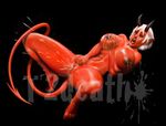  anus big_breasts breasts female hair horn masturbation nipples nude open_mouth pussy pussy_juice red_skin solo succubus t2death teeth tongue white_hair 