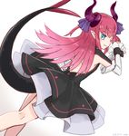  30re blue_eyes detached_sleeves elizabeth_bathory_(fate) elizabeth_bathory_(fate)_(all) fate/extra fate/extra_ccc fate_(series) horns long_hair pink_hair pointy_ears solo tail two_side_up 