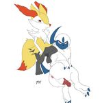  absol anthro anthrofied anus balls braixen butt canine digital_media_(artwork) digitigrade duo erection flaccid hand_on_butt knot looking_at_viewer mammal nintendo penis pinup pok&eacute;mon pose presenting presenting_hindquarters seyrmo sheath signature standing step_pose uncut video_games 